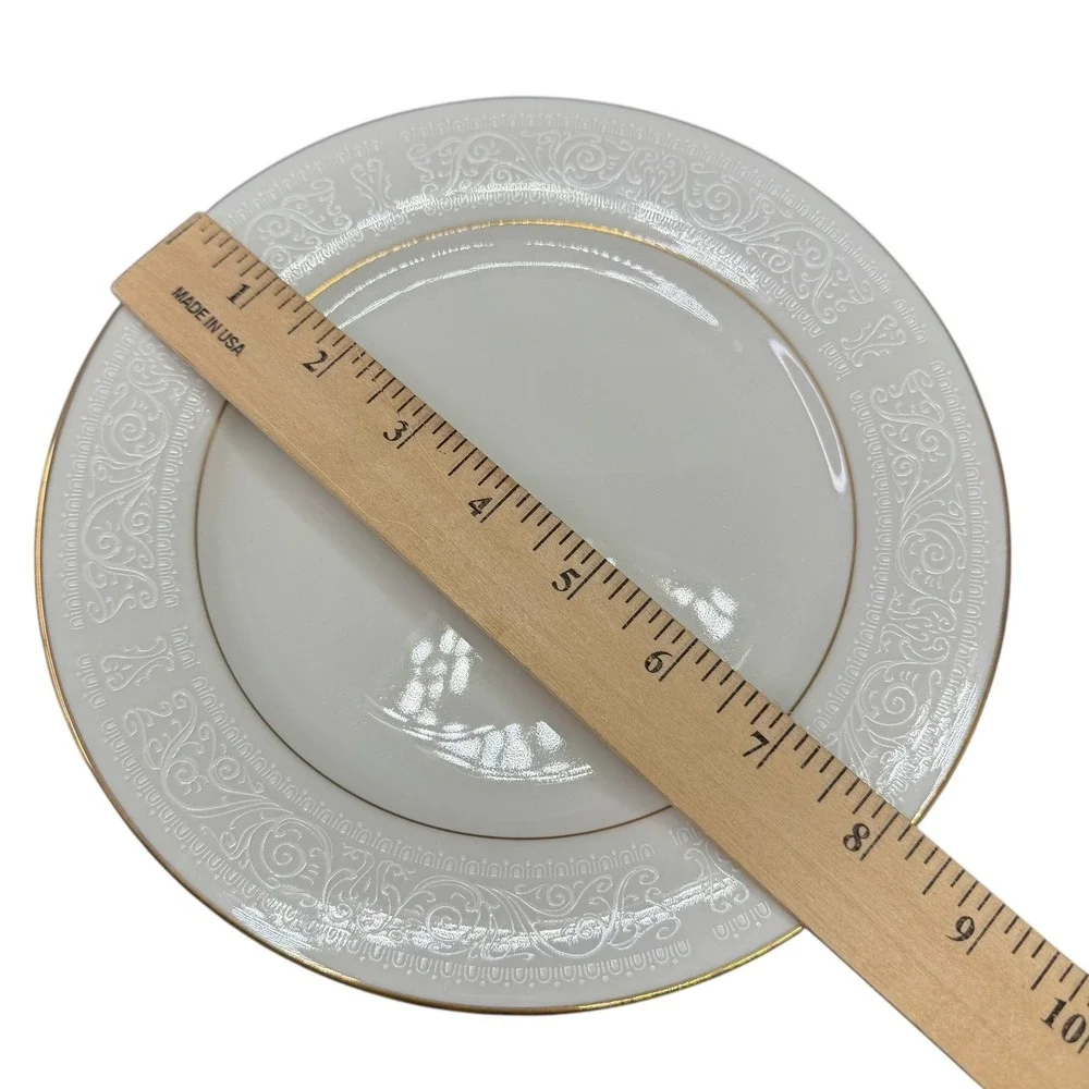 Noritake Japan Ivory China‎ Tulane 7362 Salad Plate 8-1/4 Gold Rim Embossed VTG